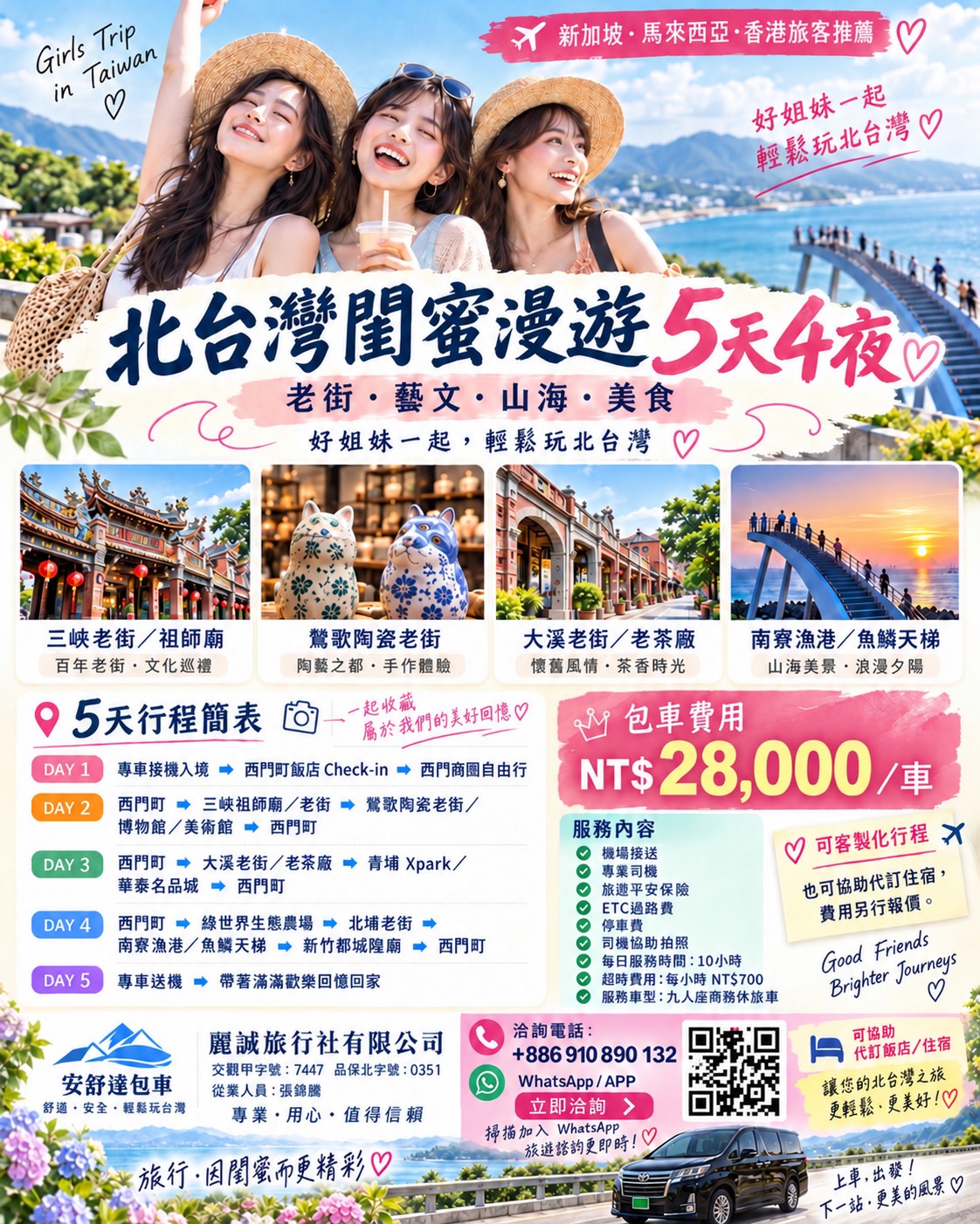 北台灣閨蜜漫遊5天4夜 行程價格海報